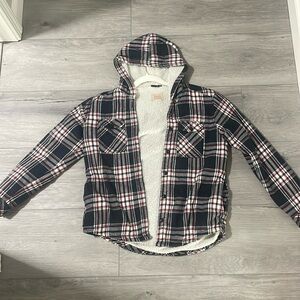 Warm and fuzzy plaid winter jacket